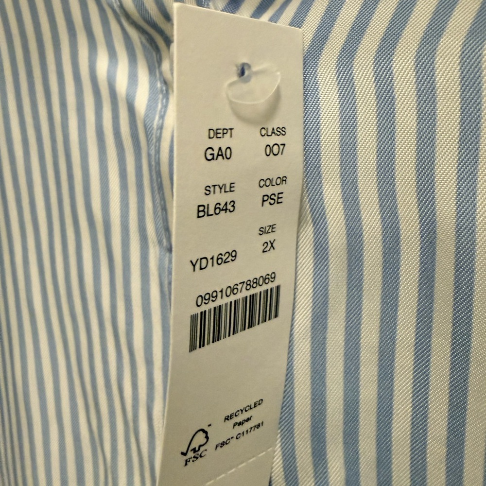 Blue Stripe Ruffle Button Down - Picture 3 of 4